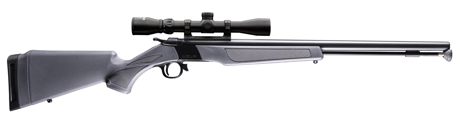 CVA PR2119SCP Wolf w/Optic 50 Cal 24" Blued Steel Barrel & Drilled & Tapped Steel Receiver, Fixed Stealth Gray Synthetic Stock, KonusShot 3-9x32mm