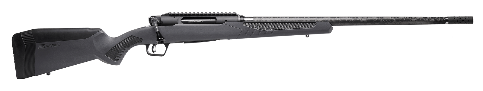 Savage Arms 57897 Impulse Mountain Hunter 6.5 PRC 2+1 24" Carbon Fiber Threaded Barrel Black Aluminum Receiver w/Picatinny Rail, Gray AccuStock Synthetic Stock, Ambidextrous