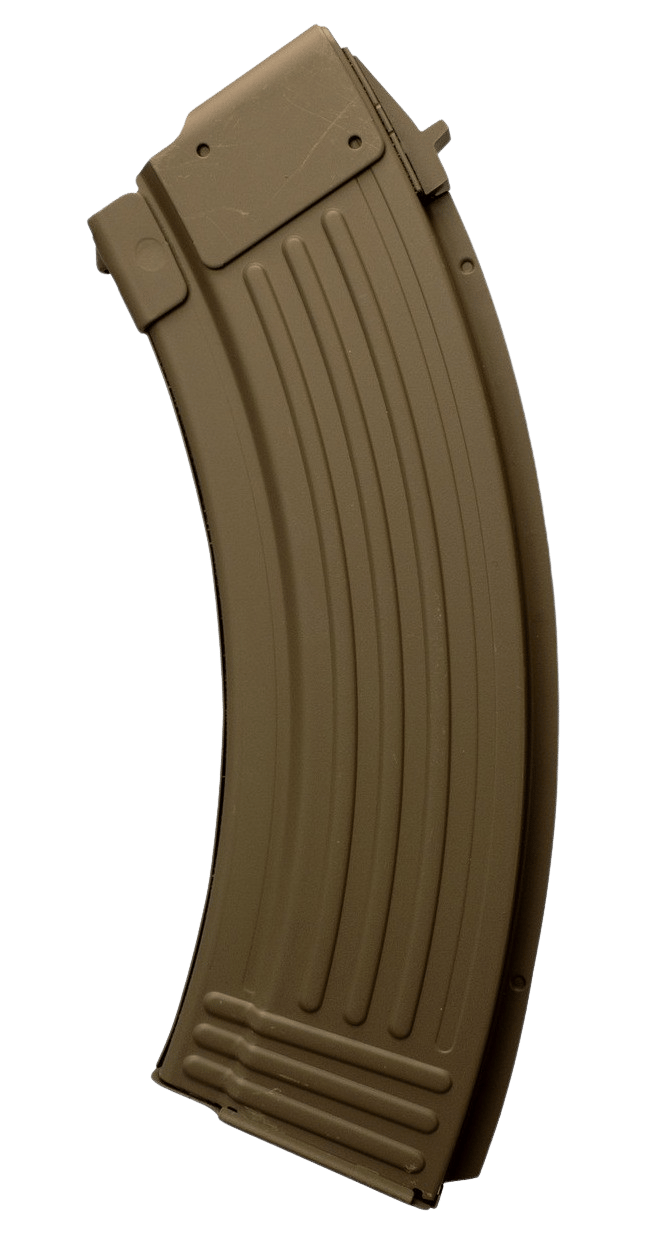 Global Ordnance LLC 810091157466 30rd Fully Ribbed 7.62x39mm Fits AK-47 FDE Steel