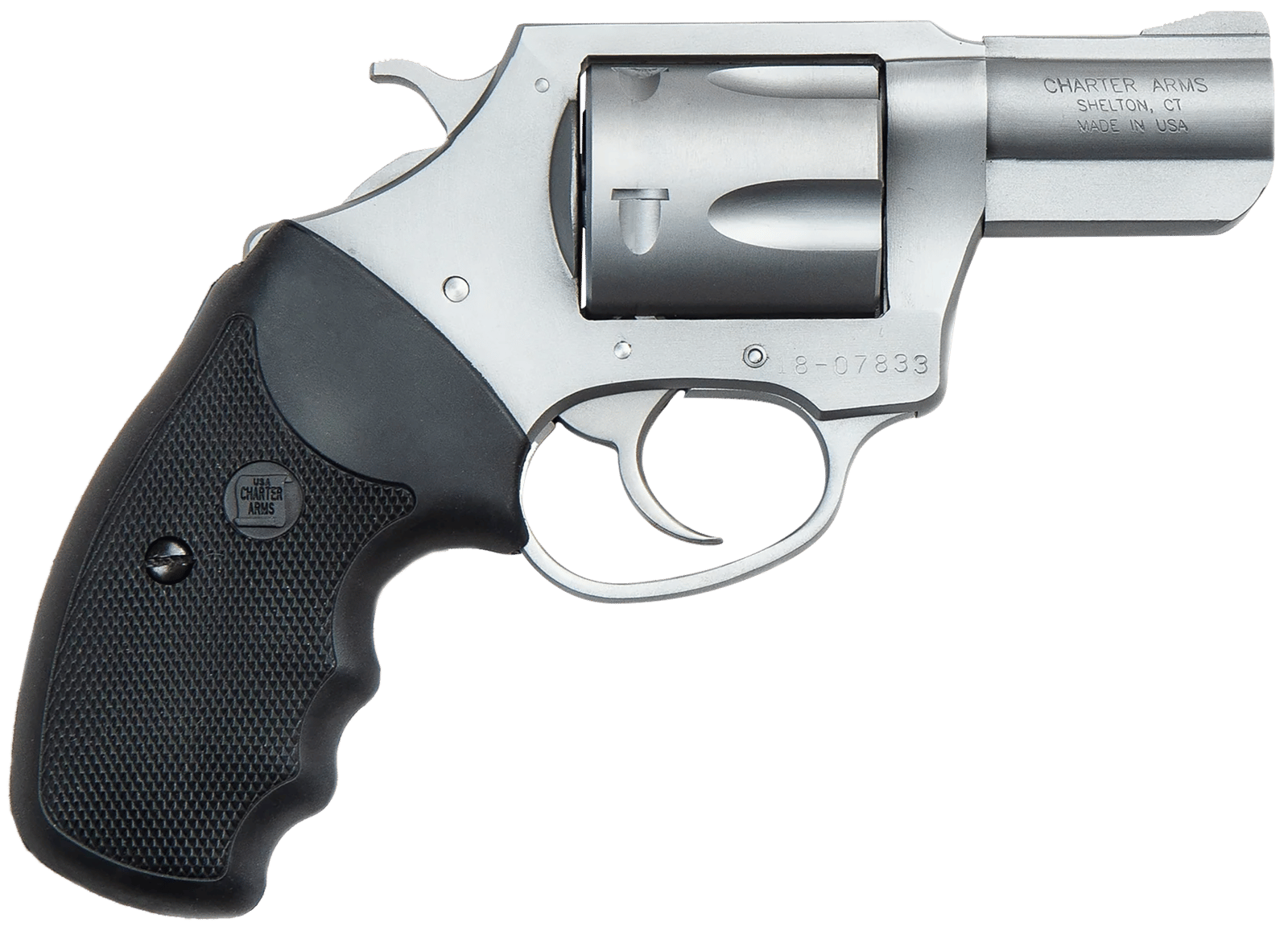 Charter Arms 79920 Pitbull Large 9mm Luger, 5 Shot 2.20" Matte Stainless Steel Barrel, Cylinder & Frame w/Black Finger Grooved Rubber Grip