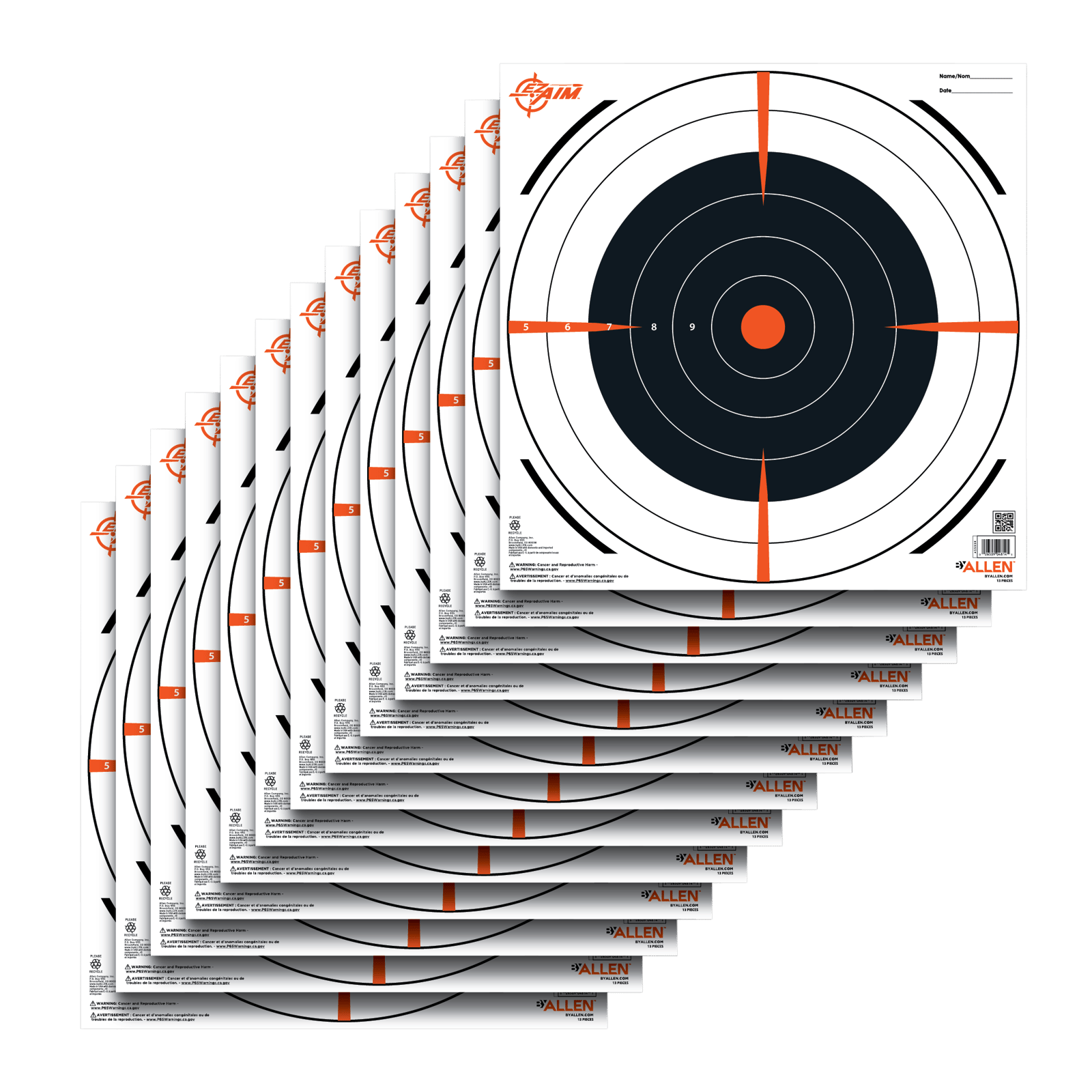 EZ-Aim 15334 Bullseye Hanging Paper 12" x 12" Black/White 13 Per Pack