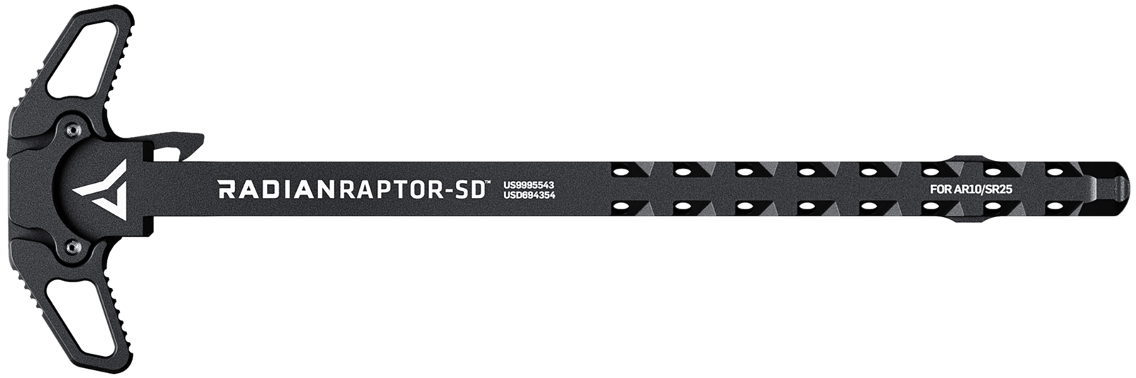 Radian Weapons R0012 Raptor SD Ambi Charging Handle, Black, Gas Ported Shaft, Fits Mil-Spec AR-10/SR-25 Platform