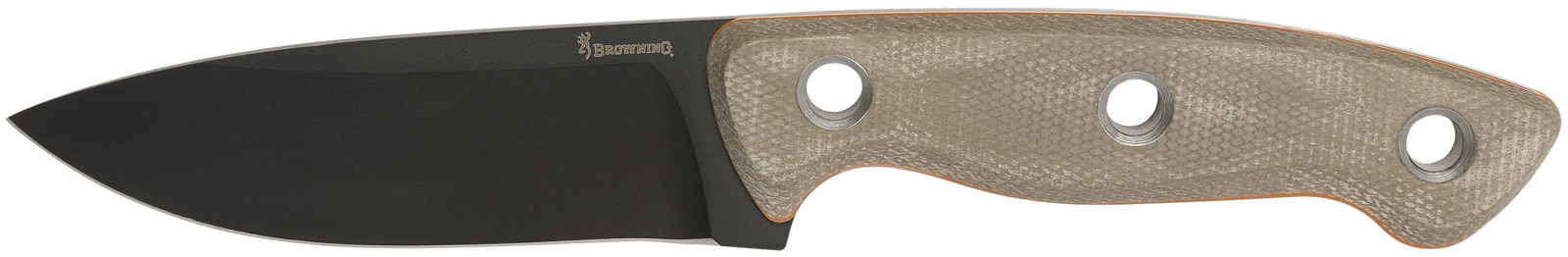 Browning 3220508B Desolation Small 3.75" Fixed Modified Drop Point Plain Black Powder Coated 440C SS Blade, Tan Micarta Laminate Handle
