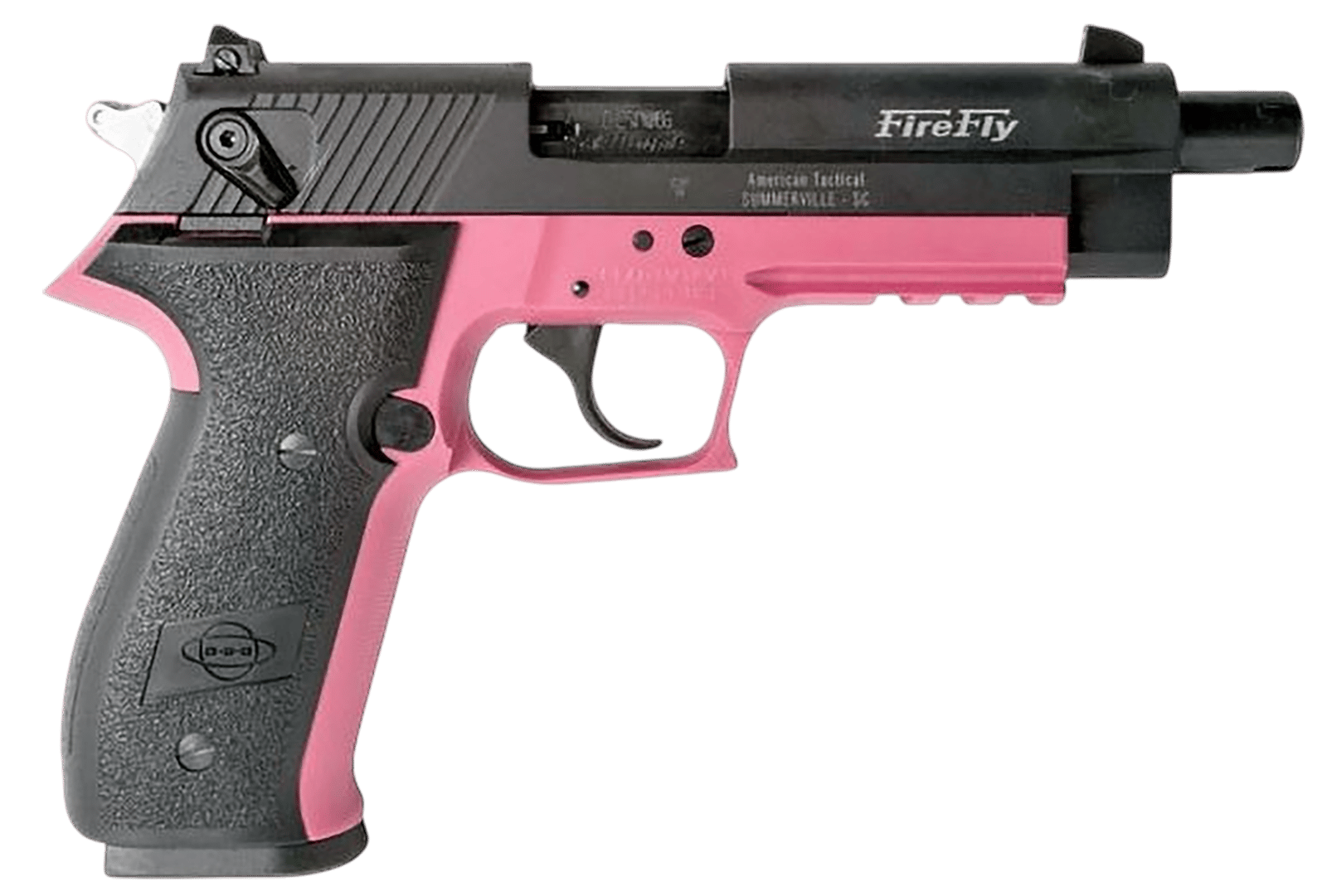 GSG GERG2213TFFPA FireFly 22 LR 13+1 4.90" Black Threaded Barrel, Aluminum Serrated Slide, Pink Aluminum Frame w/Picatinny Rail, Textured Grip
