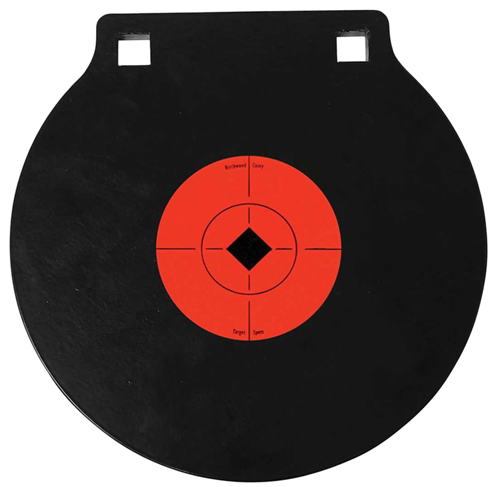Birchwood Casey 47604 World of Targets Double Hole 8" Pistol/Rifle Black/Orange AR500 Steel Circle w/Crosshair & Diamond 0.38" Thick Hanging