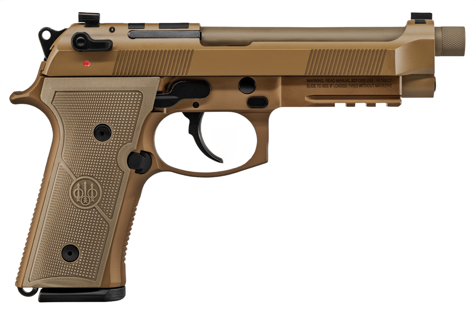 Beretta USA JS92M9A4G M9A4 9mm Luger 5.10" Threaded Barrel 10+1, Flat Dark Earth Cerakote Polymer Frame, Serrated Steel Optic Cut Slide, Polymer Grip & Decocker Safety