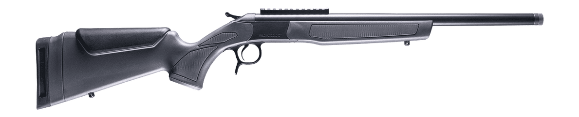 CVA CR4447 Scout 338 ARC 1rd 16.50" Matte Blued Threaded Barrel & Receiver w/DuraSight Rail, Stealth Gray Synthetic Stock
