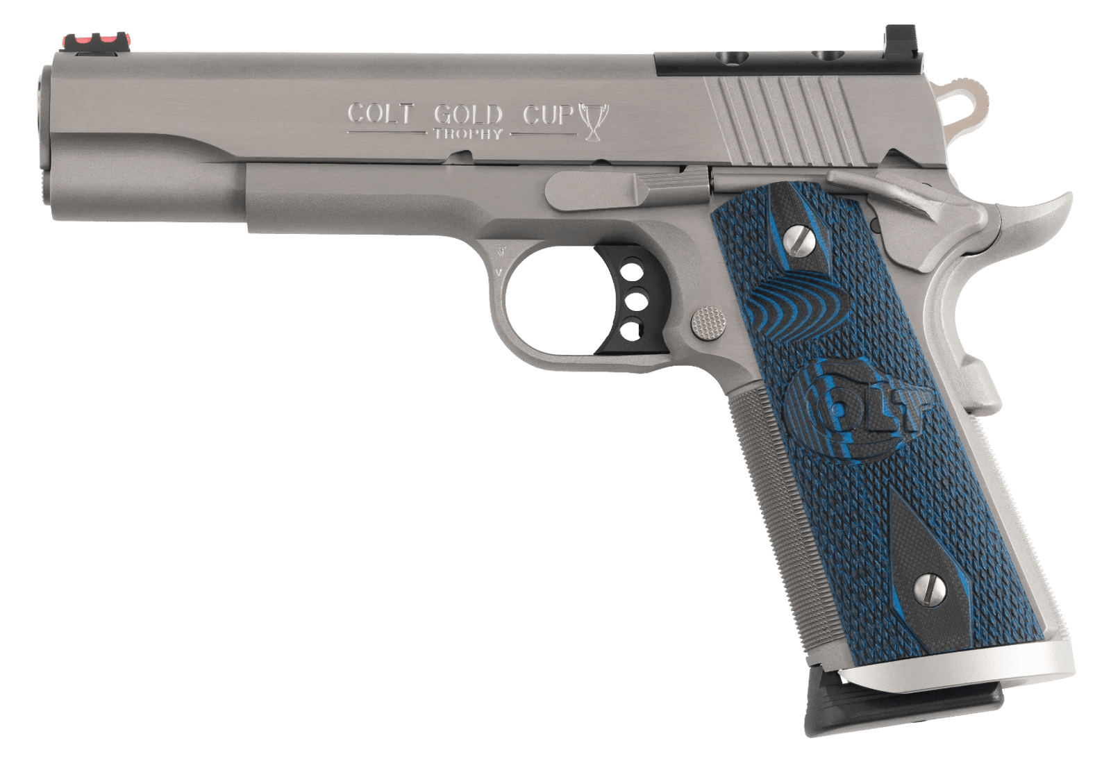 Colt Mfg O5070XEOR Gold Cup Trophy Full Size 45 ACP 8+1 5" Stainless National Match Barrel, Stainless Steel Optic Ready/Serrated Slide & Frame w/Beavertail, Ambidextrous