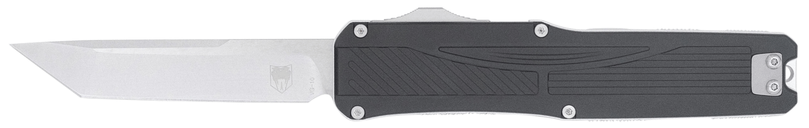 CobraTec Knives CTLGDBLKTNS Legend EDC 3.13" OTF Plain Stonewashed VG-10 SS Blade, 4.75" Black Textured Aluminum Handle