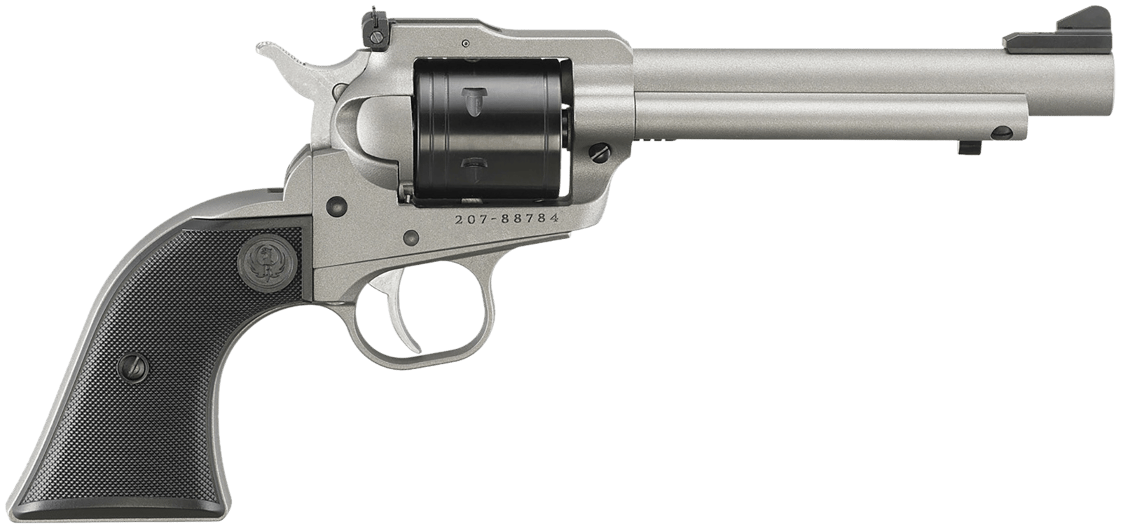 Ruger 2033 Super Wrangler 22 LR/22 WMR 6 Shot 5.50" Silver Cerakote Steel Barrel & Frame, Black Cylinder, Black Checkered Polymer Grip, Transfer Bar Safety, Exposed Hammer