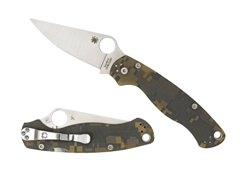 Spyderco C81GPCMOBK2 Para Military 2 3.44" Folding Drop Point Plain Black CPM S30V SS Blade Digital Camo G10 Handle Includes Pocket Clip