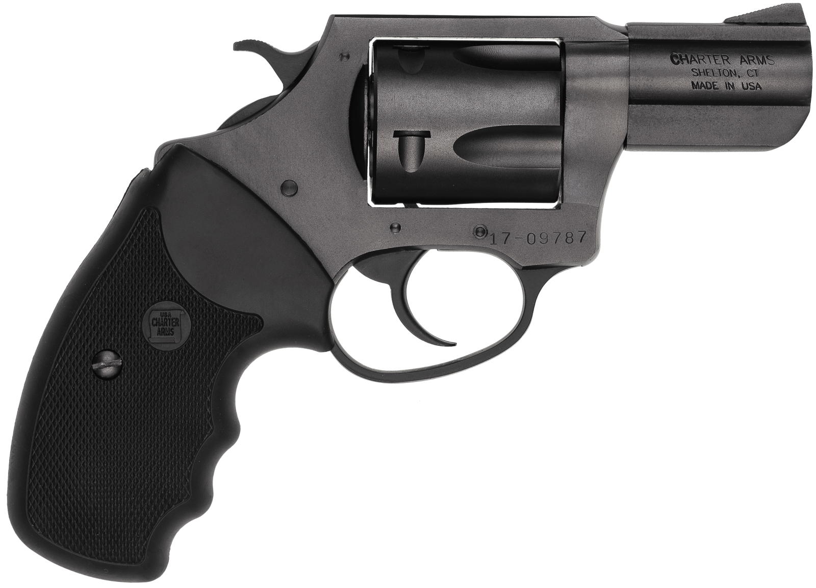 Charter Arms 13520 Mag Pug Large 357 Mag, 5 Shot 2.20" Black Ported Steel Barrel, Black Steel Cylinder & Frame w/Black Finger Grooved Rubber Grip