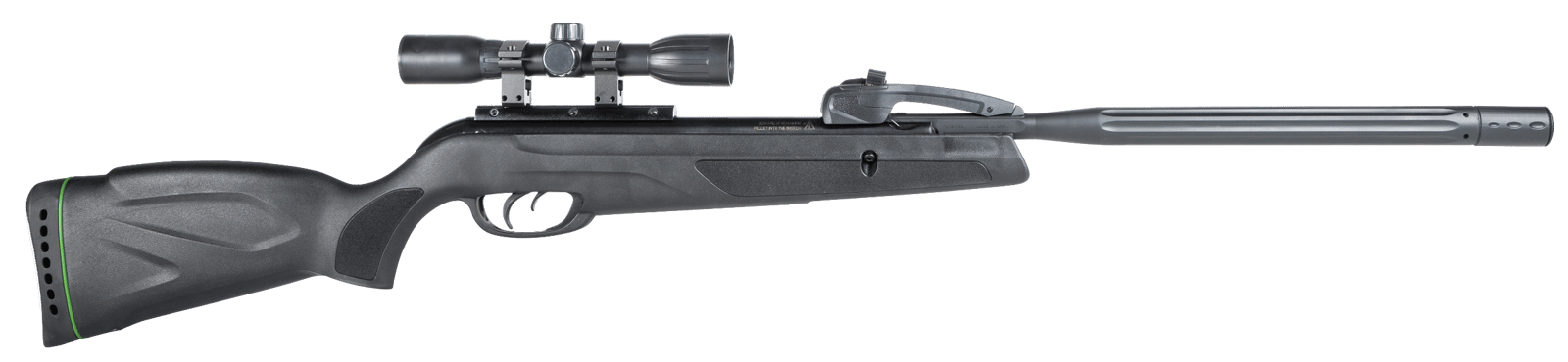 Gamo 611006875554 Swarm Whisper Gas Piston 22 Pellet 10rd Black Fluted/Rifled Barrel, Black Receiver Fixed All Weather Stock Scope 4x32mm