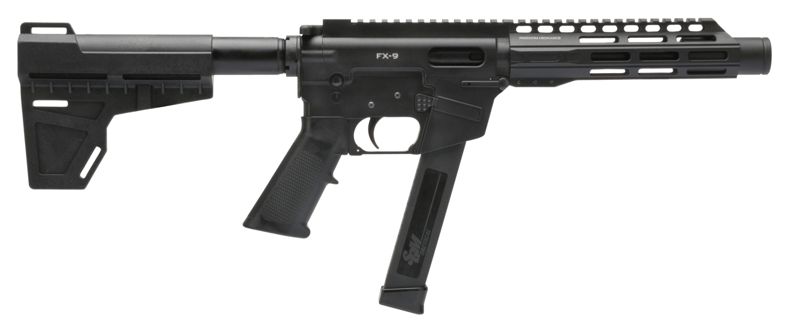 Freedom Ordnance FX9P8 FX-9 9mm Luger 8.25" 33+1 Black Hard Coat Anodized Black Polymer Grip KAK Shockwave Pistol Brace