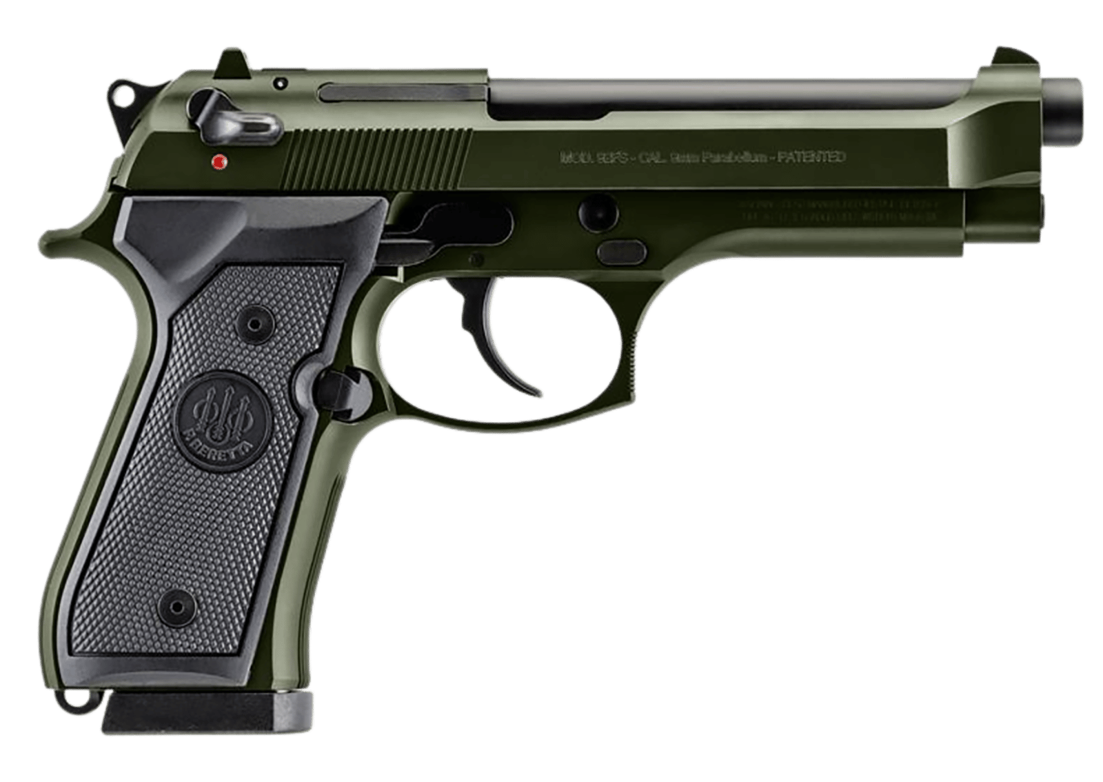 Beretta USA J92F300GR15 92FS Full Size Frame 9mm Luger 15+1 4.90" Black Steel Barrel, OD Green Cerakote Serrated Slide, OD Green Cerakote Aluminum Frame w/Beavertail, Black Textured Grip