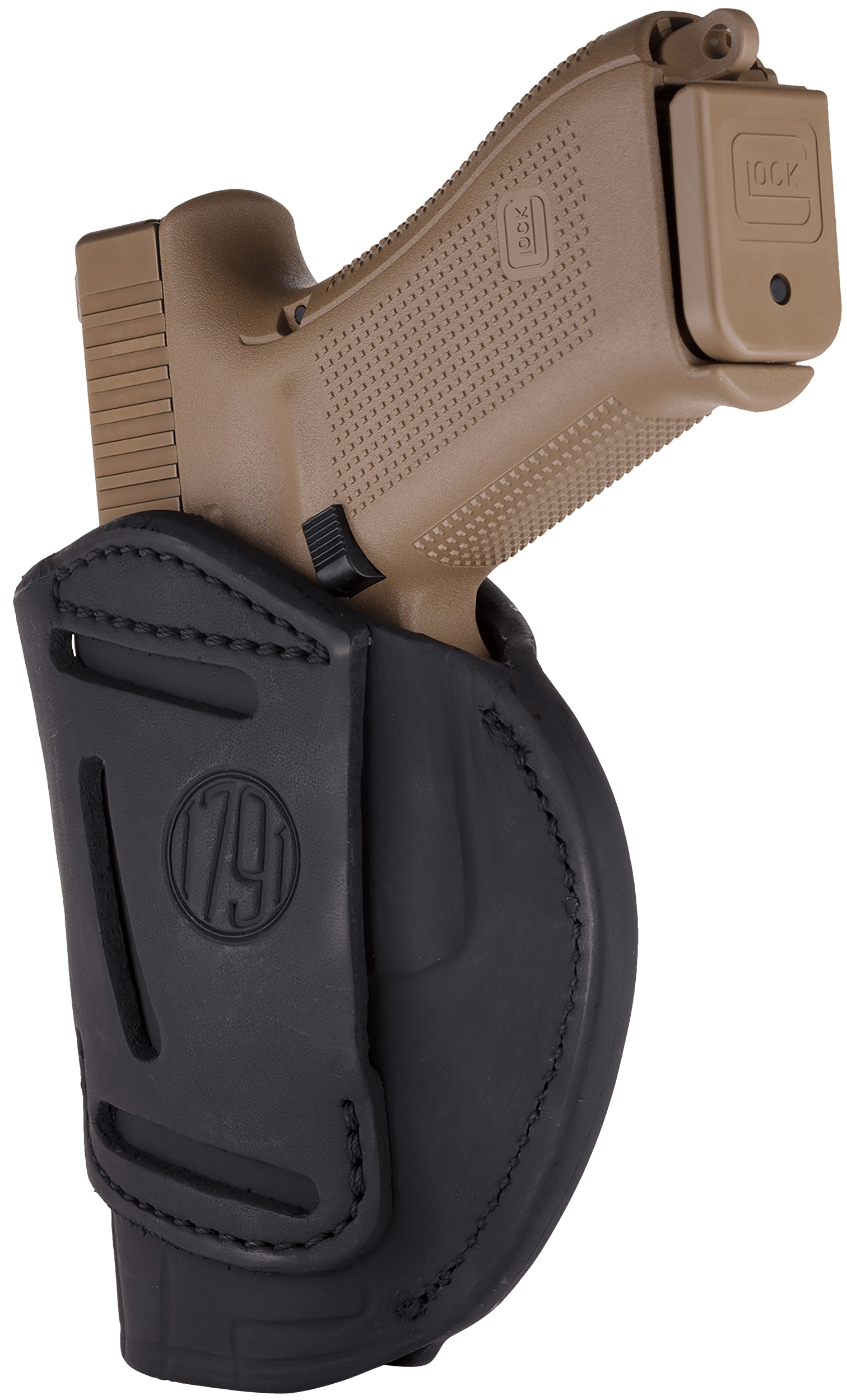 1791 Gunleather 4WH5SBLR 4-Way IWB/OWB 05 Stealth Black Leather Belt Clip Fits S&W M&P/Springfield XD/Glock 17/HK VP9