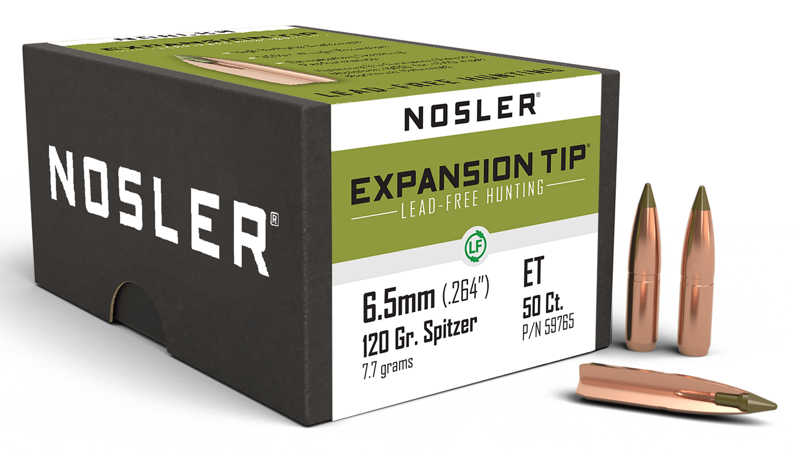 Nosler 59765 E-Tip 6.5Creedmoor 120gr Spitzer 50/Box
