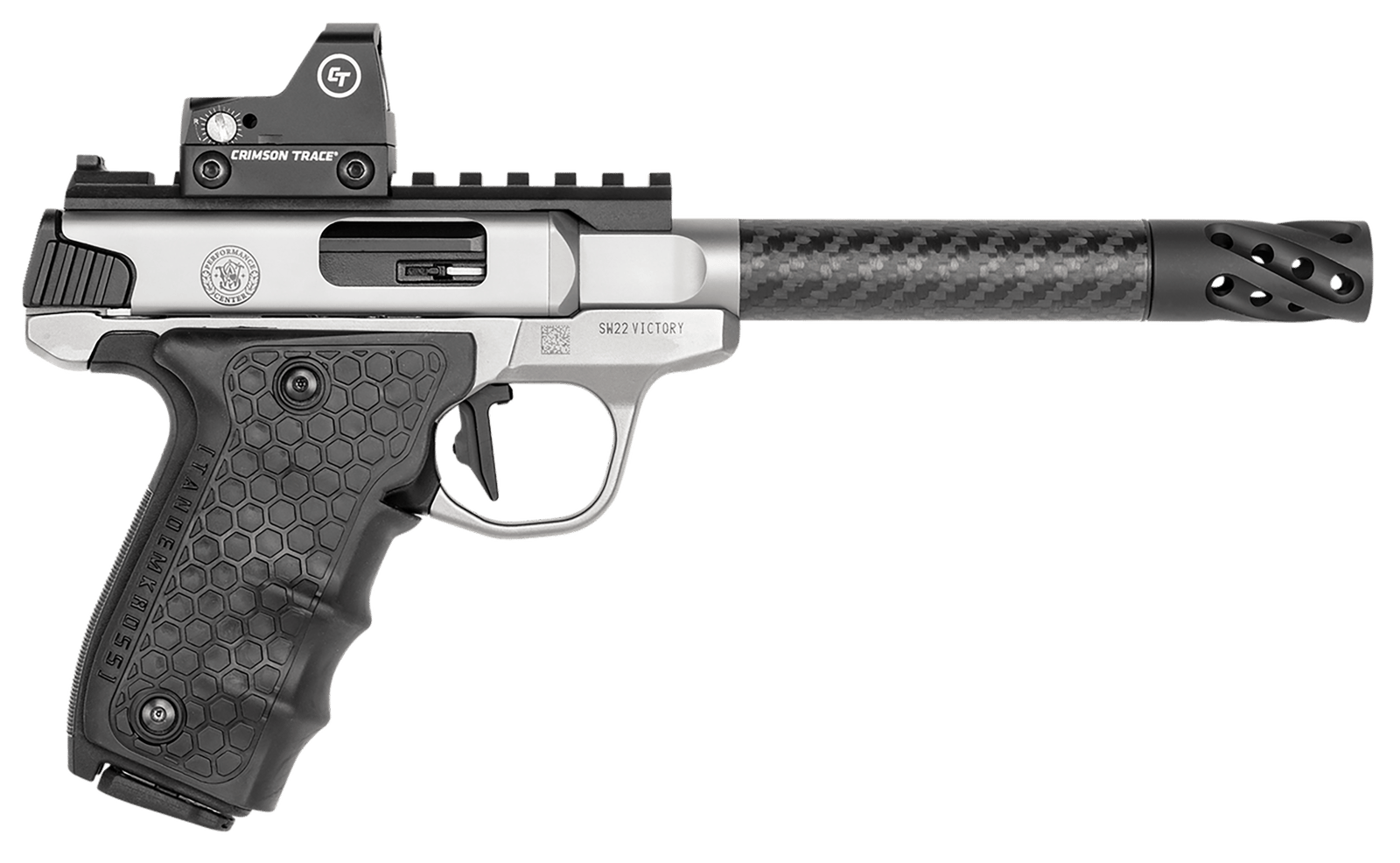 Smith & Wesson 12081 Performance Center Victory Target 22 LR 6" CF MB 10+1 Stainless Steel Tandemkross Black HiveGrip with Integrated Target Thumb Rest Grip Red Dot