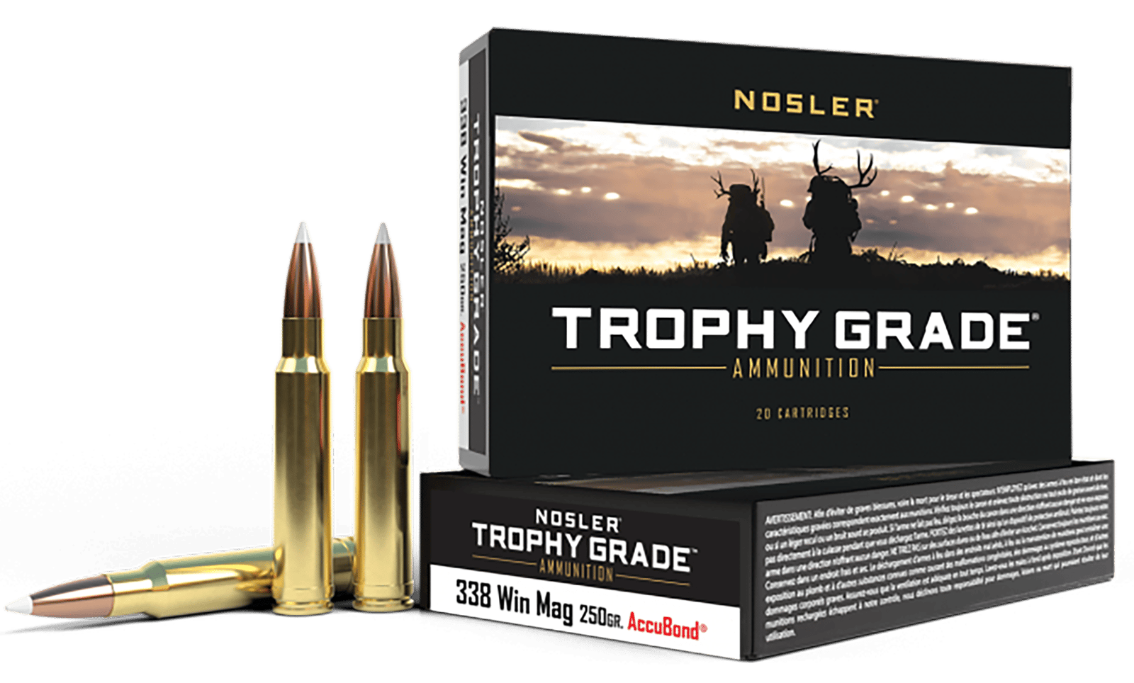 Nosler 60086 Trophy Grade 338WinMag 250gr Nosler AccuBond 20 Per Box/10 Case