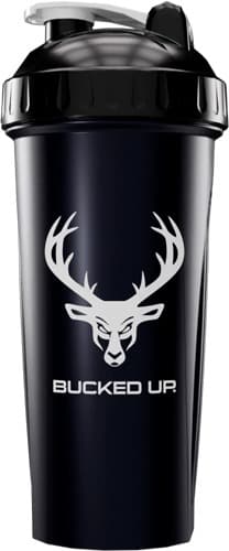 BUCKED UP SHAKER 28OZ BLACK & WHITE BPA FREE