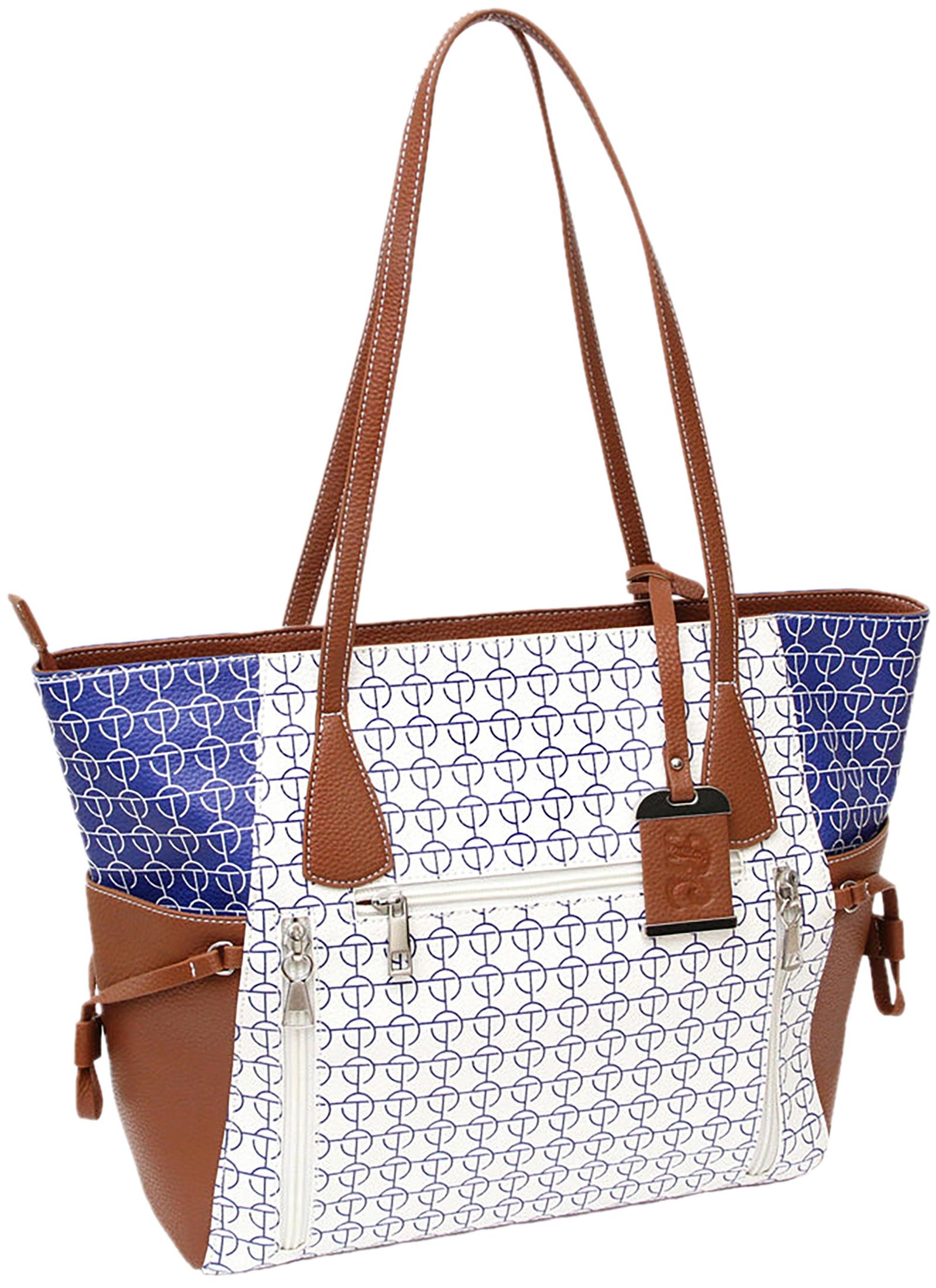 BDOG BDP-086 TOTE STYLE PURSE W/HLSTR WHT/BLU