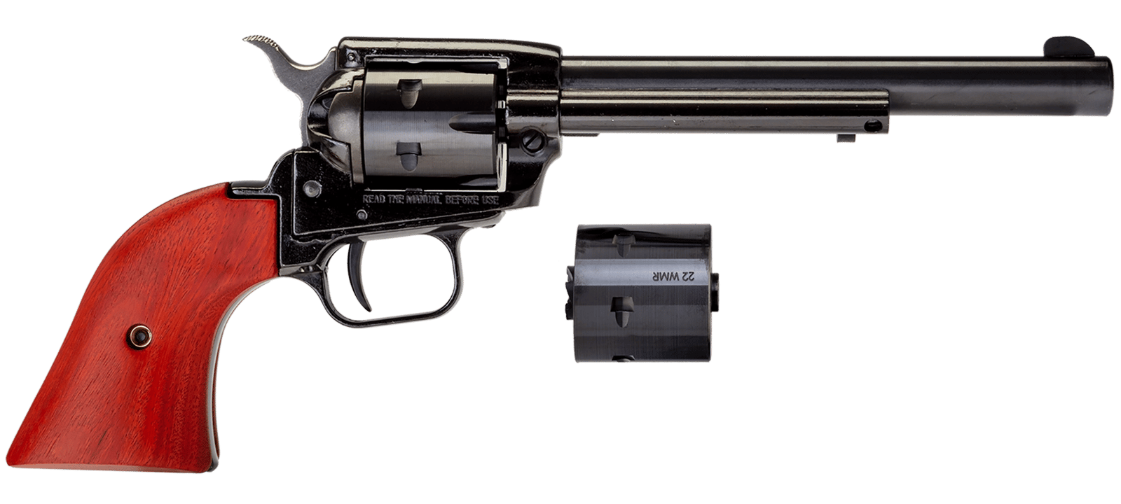 Heritage Mfg RR22MB6 Rough Rider 22 LR 22 WMR 6 Shot, 6.50" Black Steel Barrel, Black Zinc Alloy Frame, Black Cylinder, Cocobolo Grip, Hammer/Thumb Safety, Exposed Hammer