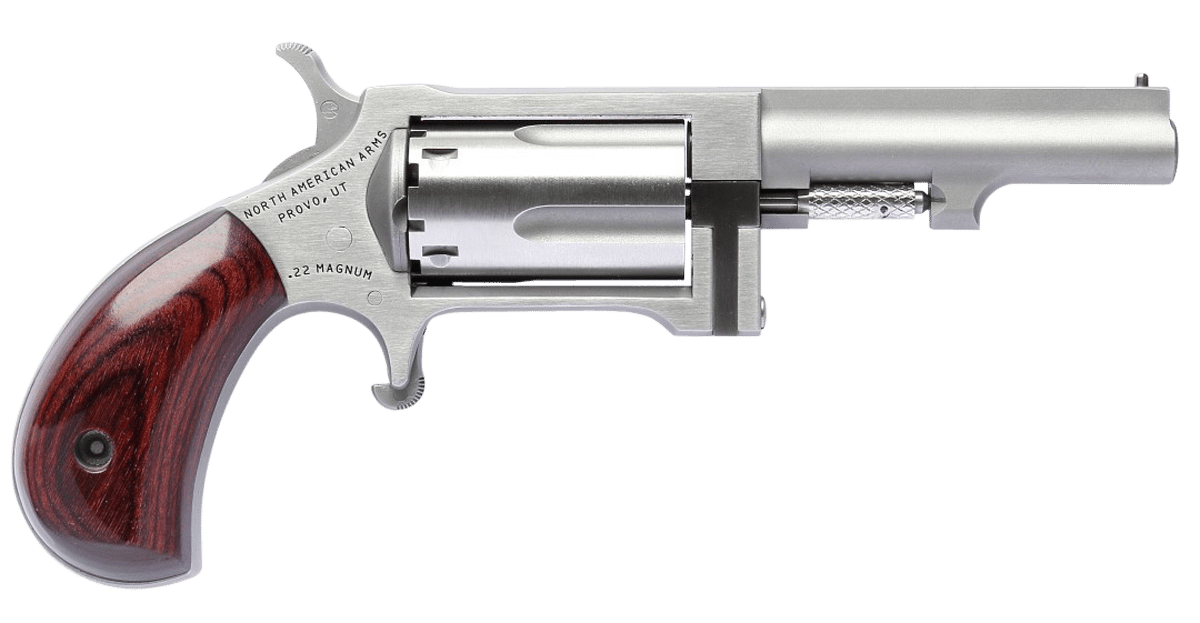 North American Arms SW250 Sidewinder Small Frame 22 WMR 5 Shot 2.50" Stainless Steel Barrel, Frame & Cylinder, Rosewood Birdshead Grip Exposed Hammer