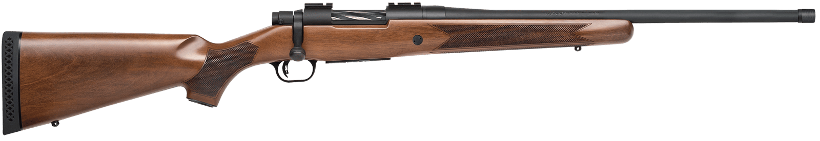 Mossberg 28043 Patriot Full Size 450 Bushmaster 4+1 20" Matte Blued Fluted Threaded Barrel, Drilled & Tapped Matte Blued Stainless Steel Receiver, Walnut Fixed Stock, Right Hand