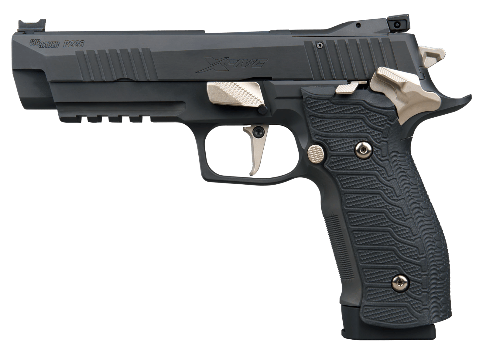 Sig Sauer 226X59NMRSAO10 P226 XFive Nightmare Full Size Frame 9mm Luger 10+1 5" Bull Barrel, Black Nitron Stainless Steel Optic Ready/Serrated Slide & Frame w/Beavertail & Picatinny Rail, Custom Hogue