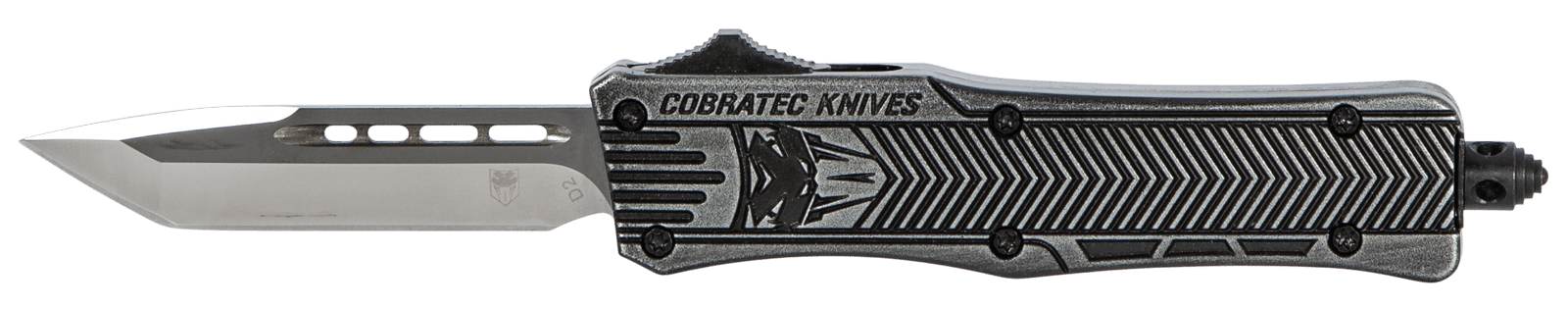 CobraTec Knives SSWCTK1STNS CTK-1 Small 2.75" OTF Tanto Plain D2 Steel Blade/Black Stonewashed Aluminum Handle Features Glass Breaker Includes Pocket Clip