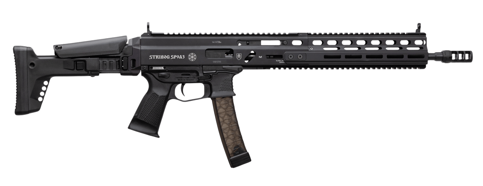 Grand Power 810091158005 Stribog SP9A3 9mm Luger 30+1 16" Black Barrel, Picatinny Rail Receiver & Grip
