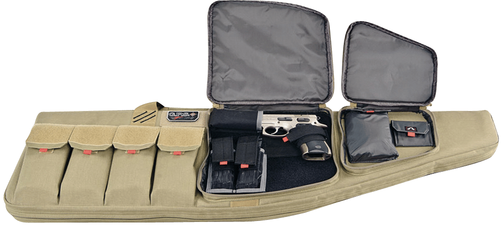 GPS Bags T42ART Tactical AR Case 42" Tan 1000D Nylon with Mag & Storage Pockets, Lockable Zippers, External Handgun Pocket & Visual ID Storage System