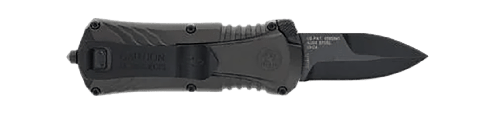 M&P Accessories 1219171 M&P Compact 1.90" OTF Plain Black Oxide Stainless Steel Blade, Gray/Black Aluminum Handle