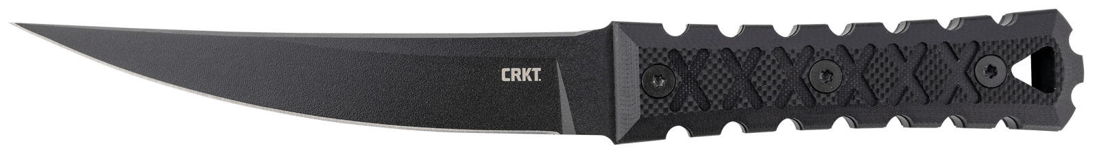 CRKT 2927 HZ6 6.50" Fixed Plain Black Matte Baked-On Anti Rust SK-5 Steel Blade/Black w/Carved X's G10 Handle Includes Sheath