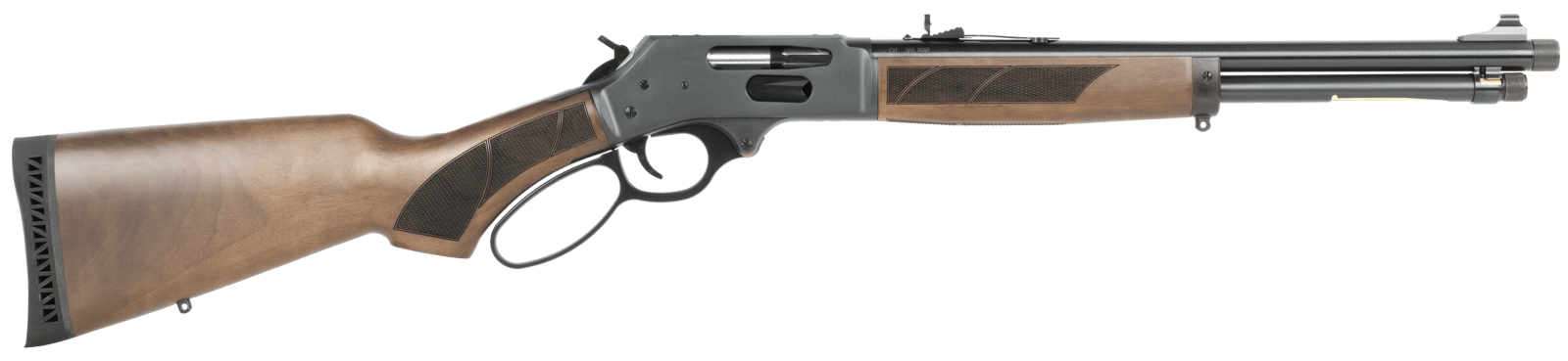 Henry H009PGR360 Protector Carbine 360 Buckhammer 4+1 16.50" Blued Threaded Barrel, Blued Steel Drilled & Tapped Receiver, American Walnut Fixed w/Pistol Grip Stock