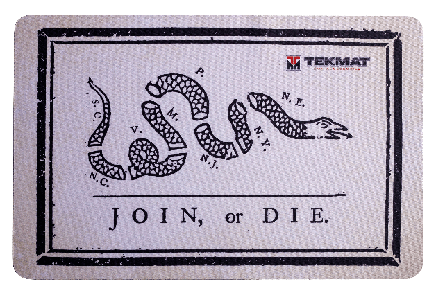 TekMat TEKR17JOIN Cleaning Mat Black/White Rubber 11"x17" Join or Die Snake