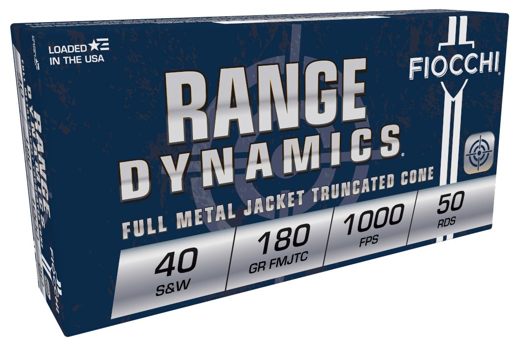 Fiocchi 40SWD Range Dynamics 40S&W 180gr Full Metal Jacket Truncated Cone 50 Per Box/20 Case