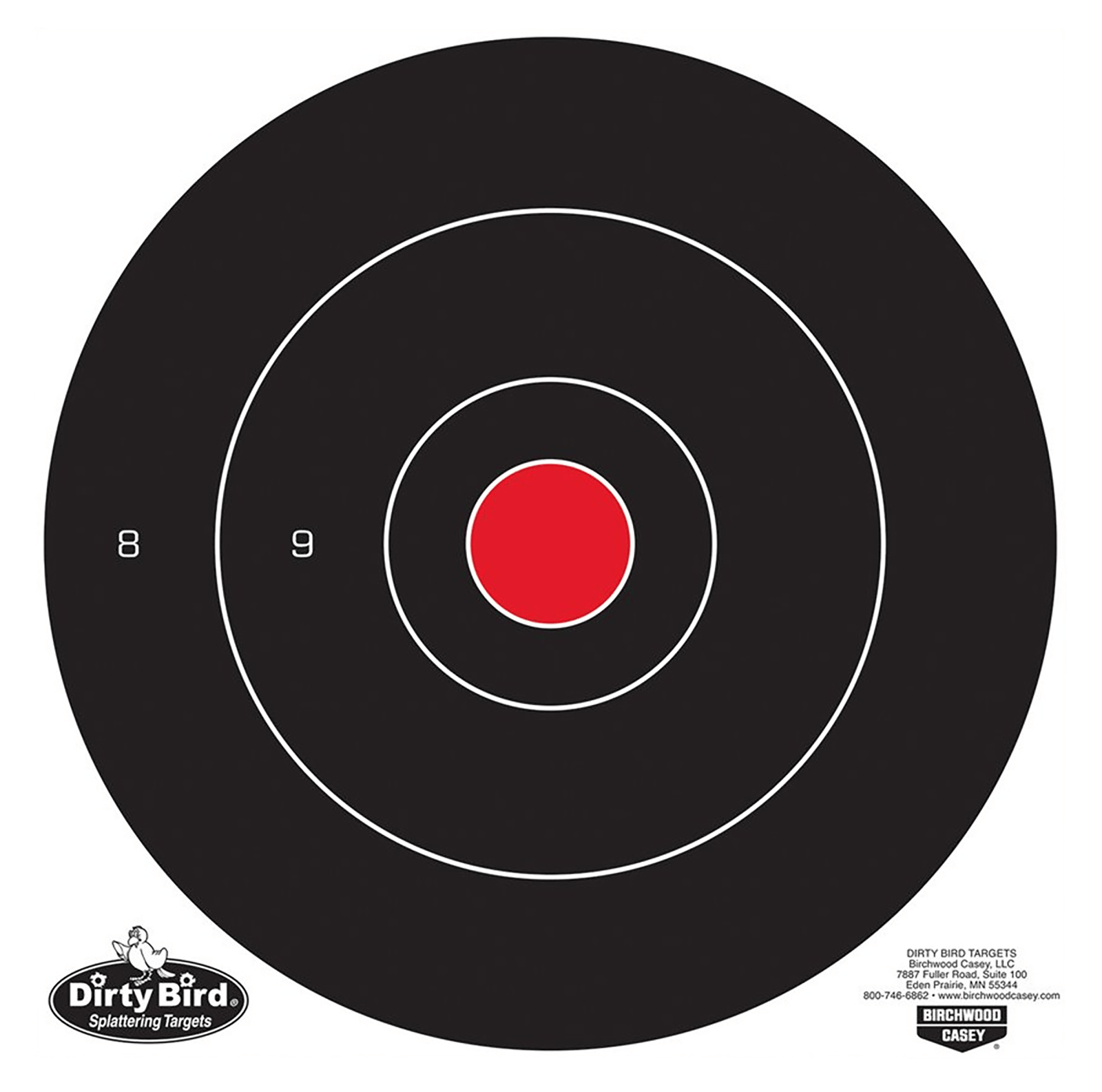 Birchwood Casey 35012 Dirty Bird 12" Bullseye Tagboard Hanging Black/White 12 PK