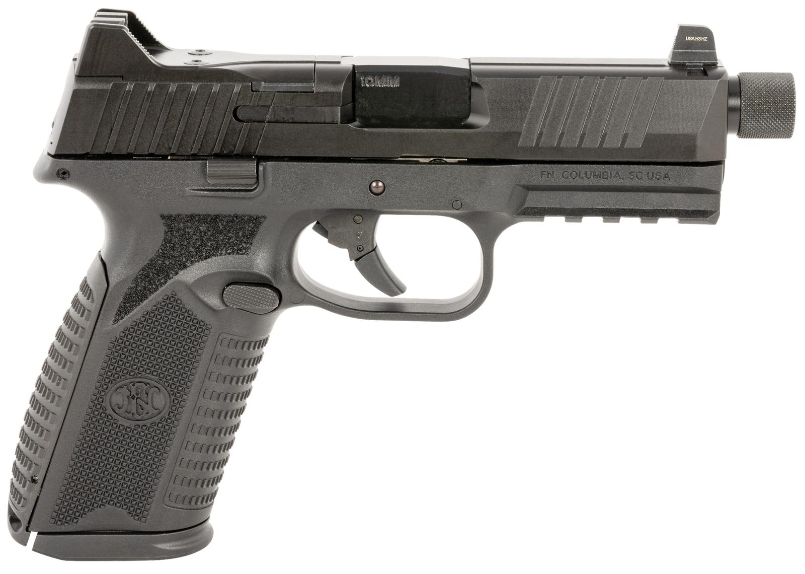 FN 66101377 510 Tactical Full Size 10mm Auto 10+1, 4.71" Black Target Crown/Threaded Steel Barrel, Black PVD Optic Cut/Serrated Slide & Polymer Frame w/Picatinny Rail, Ambidextrous