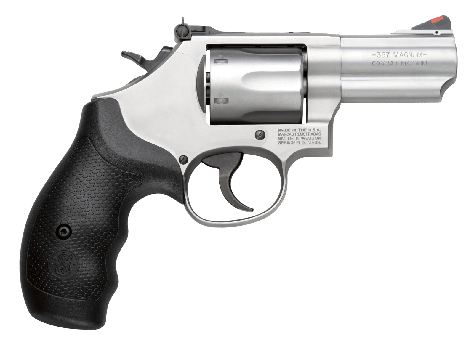Smith & Wesson 10061 Model 66 Combat Magnum 357 Mag or 38 S&W Spl +P Stainless Steel 2.75" 2 Piece Barrel, 6 Shot K-Frame, Full-length Extractor Rod, Synthetic Grip, Internal Lock