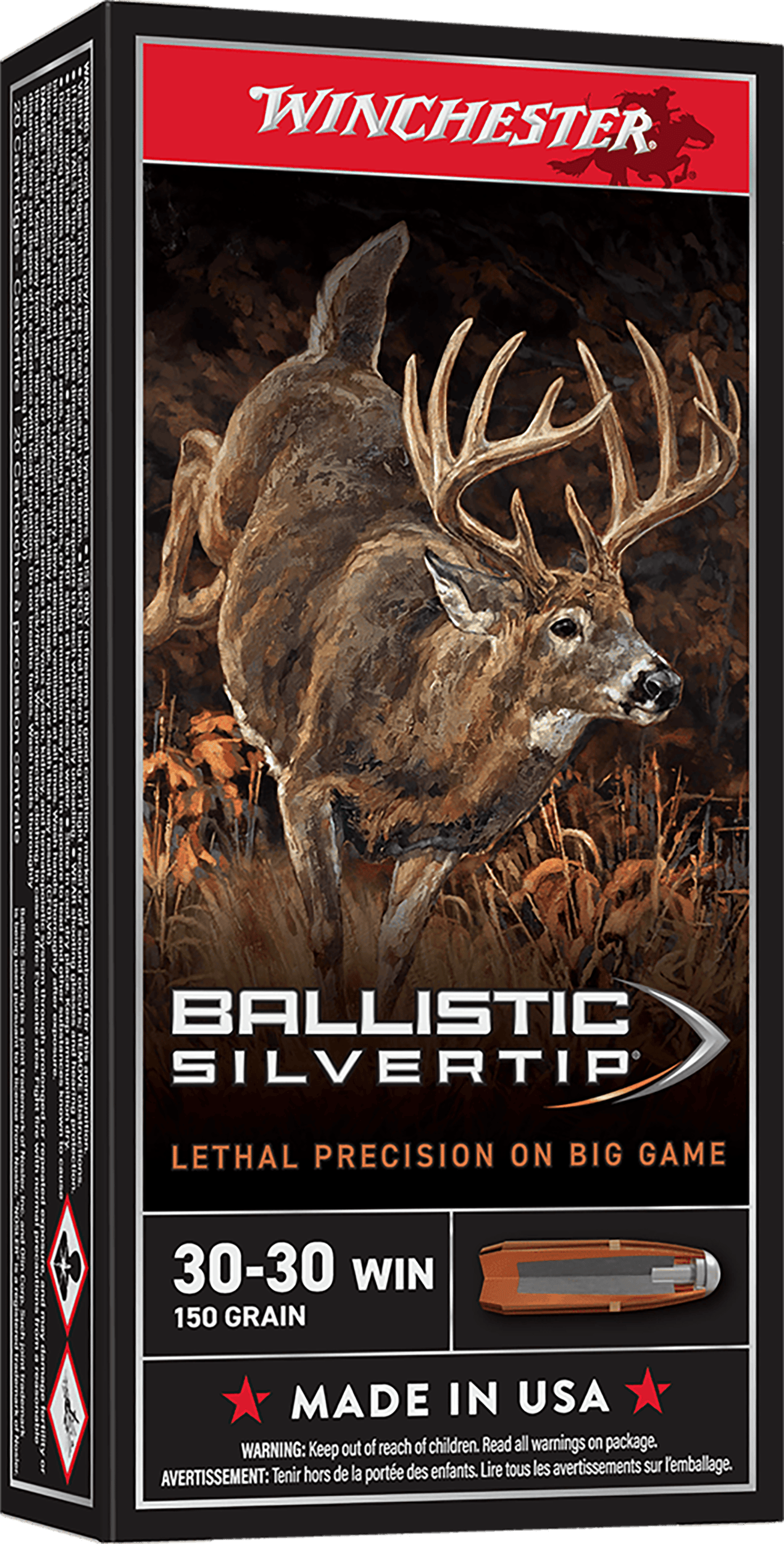 Winchester Ammo SBST3030 Ballistic Silvertip 30-30Win 150gr Rapid Controlled Expansion Polymer Tip 20 Per Box/10 Case