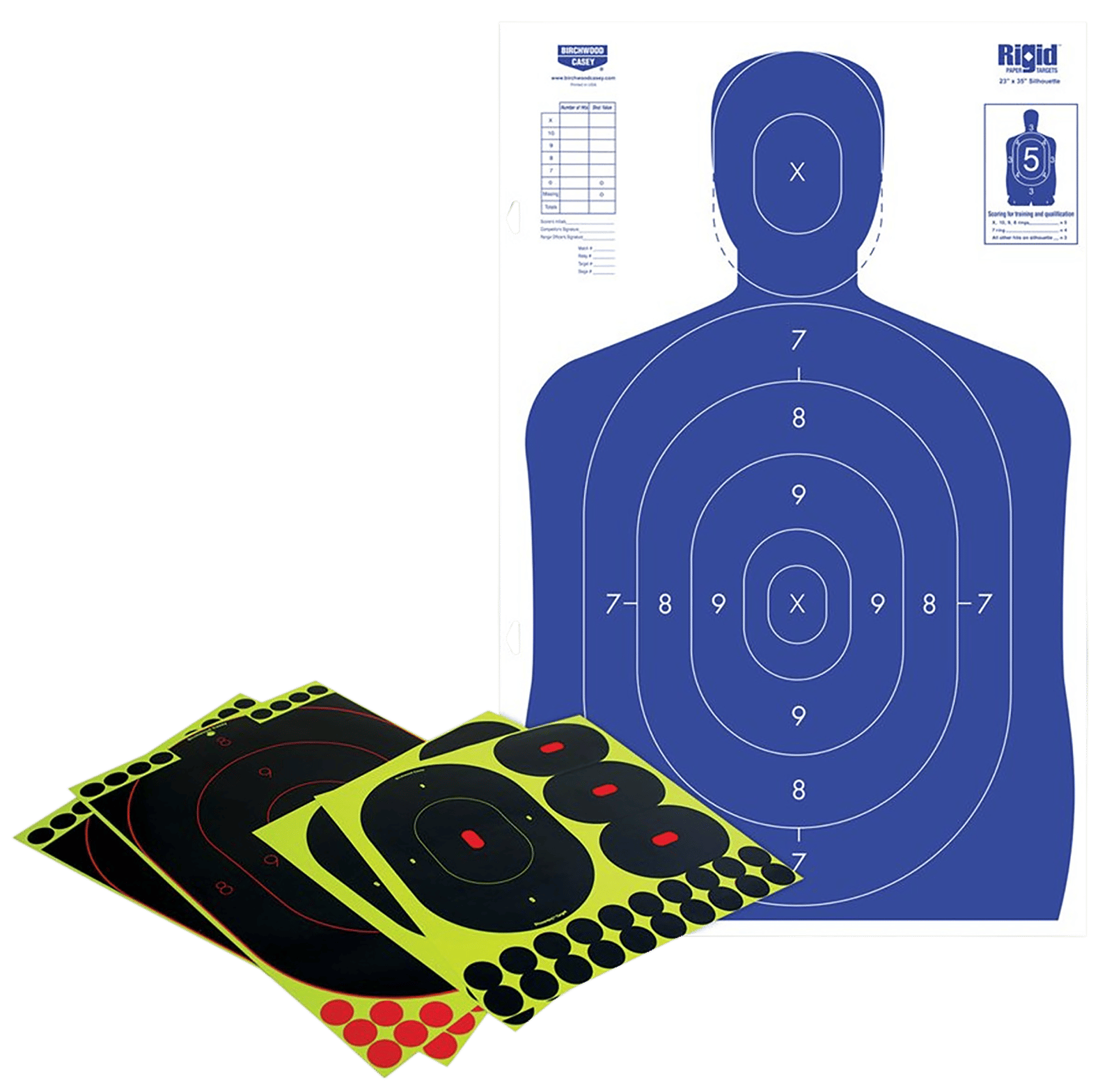 Birchwood Casey 34602 Shoot-N-C Reactive Target Self-Adhesive Paper Multi-Color Silhouette Kit