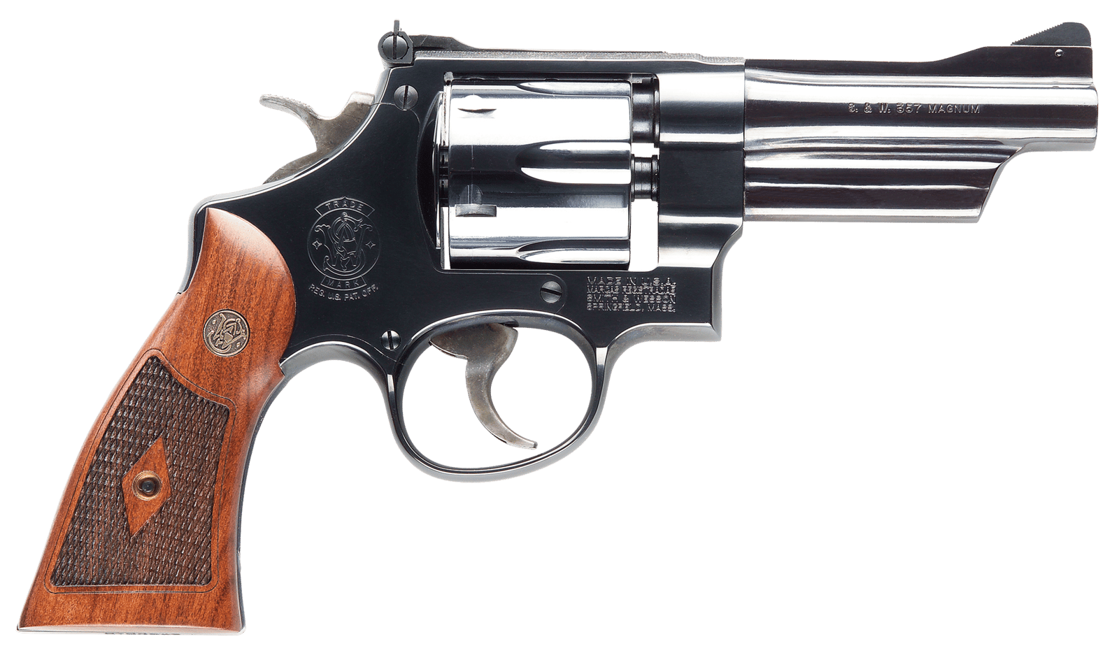 Smith & Wesson 150339 Model 27 Classic 357 Mag Or 38 S&W Spl +P Blued Carbon Steel 4" Barrel, 6rd Cylinder & N-Frame, Checkered Square Butt Walnut Grip