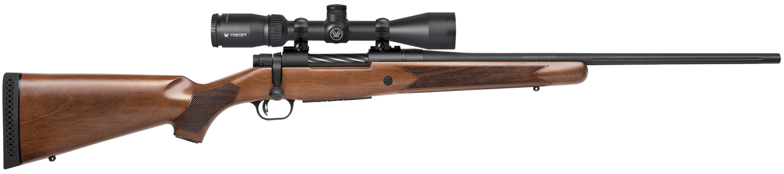 Mossberg 27941 Patriot 270 Win Caliber with 5+1 Capacity, 22" Fluted Barrel, Matte Blued Metal Finish & Walnut Stock Right Hand (Full Size) Includes Vortex Crossfire II 3-9x40mm Scope