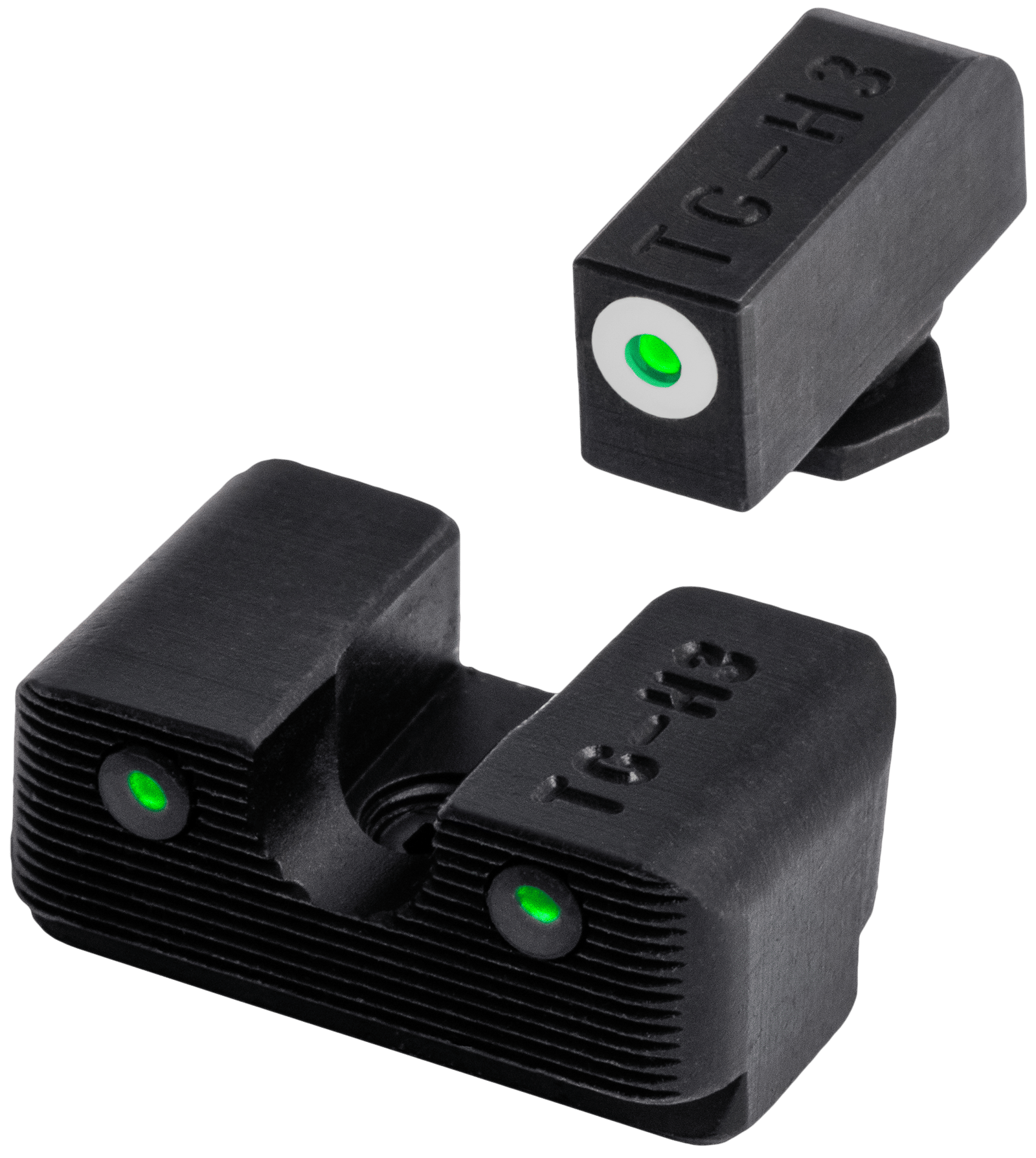 TruGlo TG231G1W Tritium Pro Low, White Outline Tritium Front/Green Tritium Rear/Black Nitride Fortress Frame, Compatible w/Most Glock Except MOS, Front Post/Rear Dovetail Mount