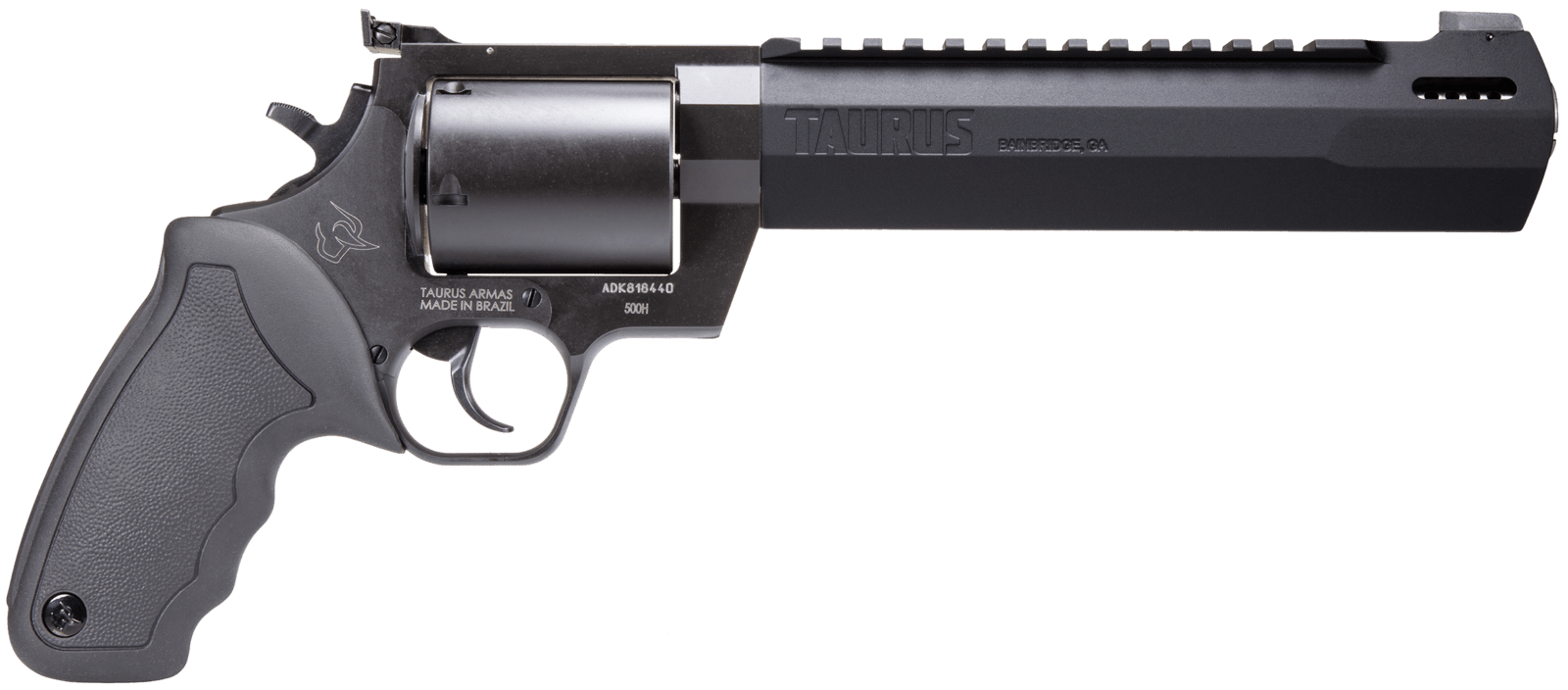 Taurus 2500081RH Raging Hunter Large Frame 500 S&W Mag 5rd 8.38" Black Ported/Target Crown Barrel, Matte Black Oxide Cylinder, Black Steel Frame Black Rubber Grip