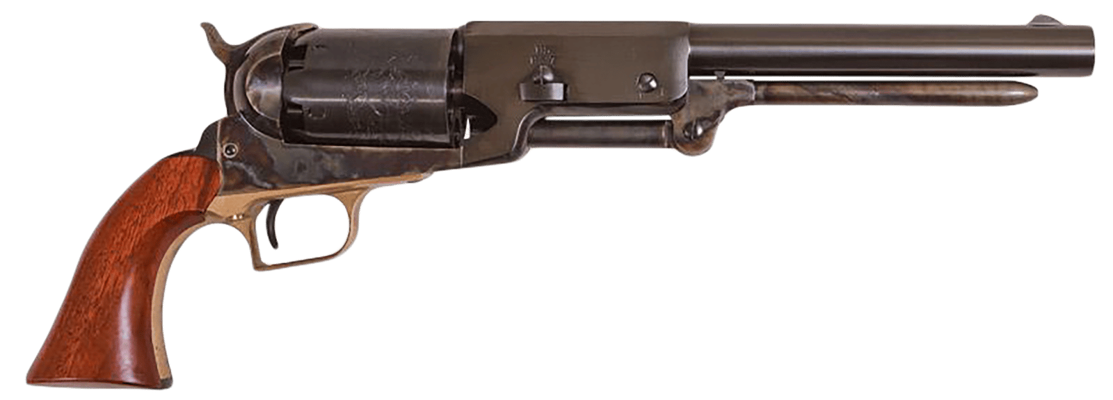 Cimarron CA020 1847 Walker Dragoon .44 Cal 5 Shot, 9" Blued Octagon/Round Steel w/Engraving Barrel, Blued Engraved Cylinder, Color Case Hardened Steel Frame w/Slim Walnut Grip