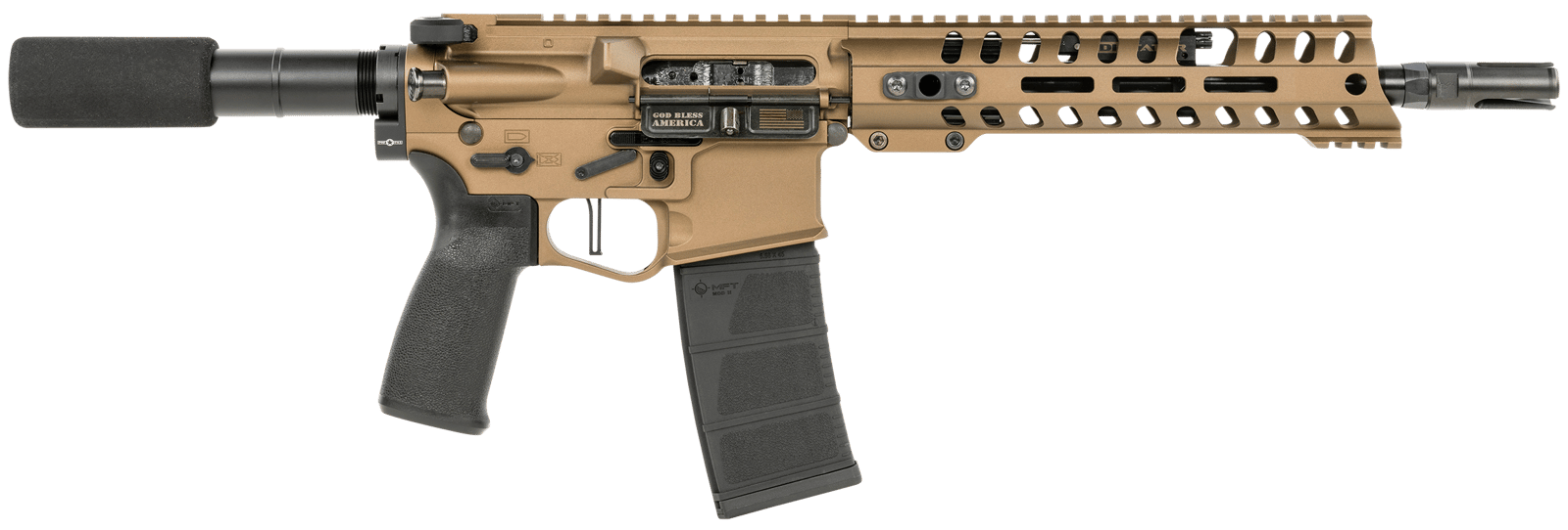 Patriot Ordnance Factory 01797 Renegade + Direct Impingement 300 Blackout 30+1 10.50" Black Nitride Aluminum Barrel, 9" M-LOK Handguards, Burnt Bronze Aluminum Buffer Tube, Black Polymer Grips