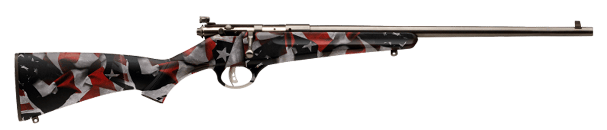 Savage Arms 13801 Rascal Youth 22 LR 1rd 16.13" Satin Black Sporter Barrel, Satin Black Carbon Steel Receiver, American Flag Fixed Synthetic Stock, Right Hand