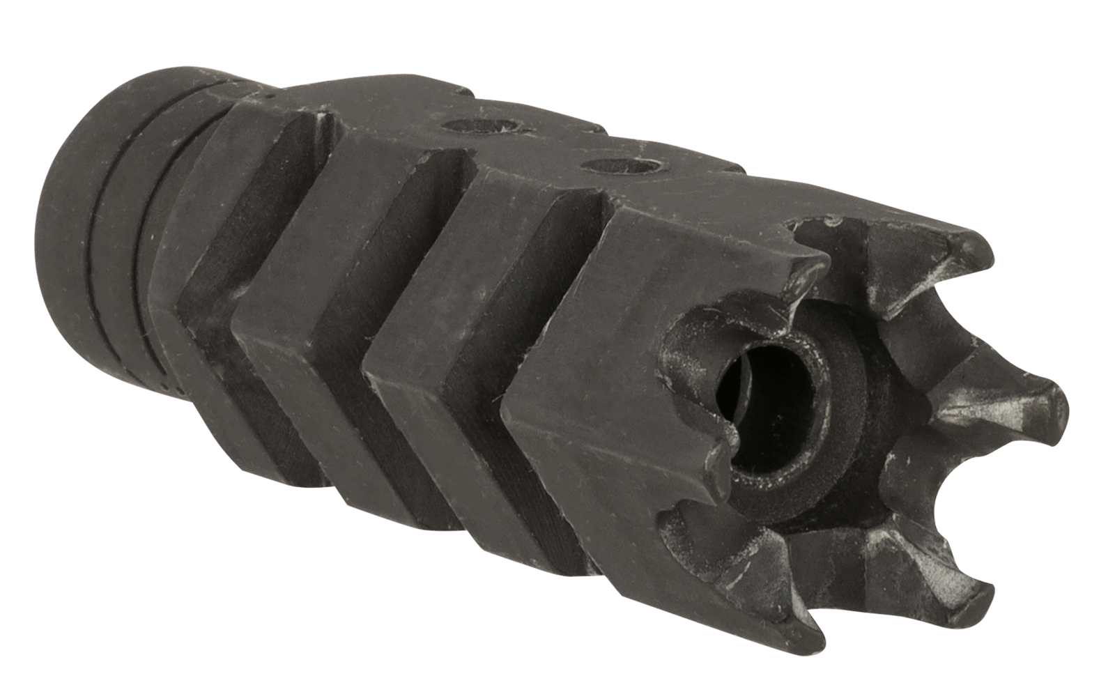 ATI Outdoors A5102251 Shark Muzzle Brake Black Oxide Steel with 1/2"-28 tpi Threads for .223 Cal/5.56 AR-15